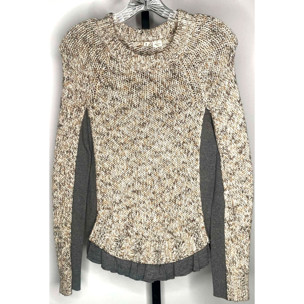 Anthropologie Moth Aspara Chunky‎ Knit wool mohair Sweater Sz Small ruffle boho